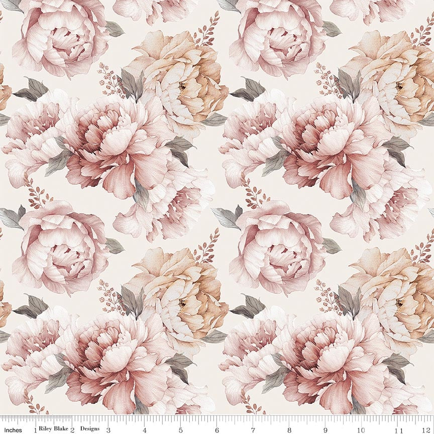 Daybreak on the Prairie Peonies Cream Fabric