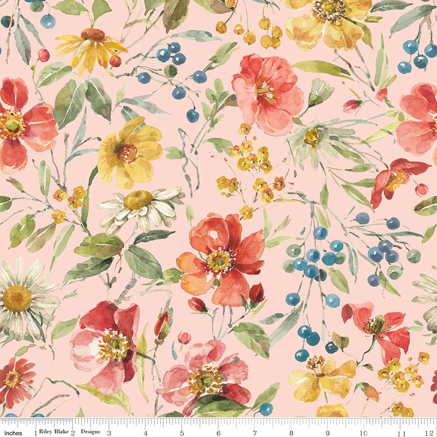 Blissful Moments Main Blush Fabric by Lisa Audit for Riley Blake Designs