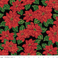 Poinsettias at Christmas Main Black Foil by Jennifer Bosworth for Riley Blake Designs