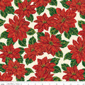 Poinsettias at Christmas Main Cream Foil by Jennifer Bosworth for Riley Blake Designs