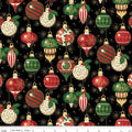 Poinsettias at Christmas Ornaments Black Foil by Jennifer Bosworth for Riley Blake Designs