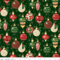 Poinsettias at Christmas Ornaments Green Foil by Jennifer Bosworth for Riley Blake Designs