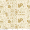 Poinsettias at Christmas Text Cream Foil by Jennifer Bosworth for Riley Blake Designs