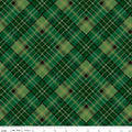 Poinsettias at Christmas Plaid Green Foil by Jennifer Bosworth for Riley Blake Designs