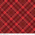 Poinsettias at Christmas Plaid Red Foil by Jennifer Bosworth for Riley Blake Designs