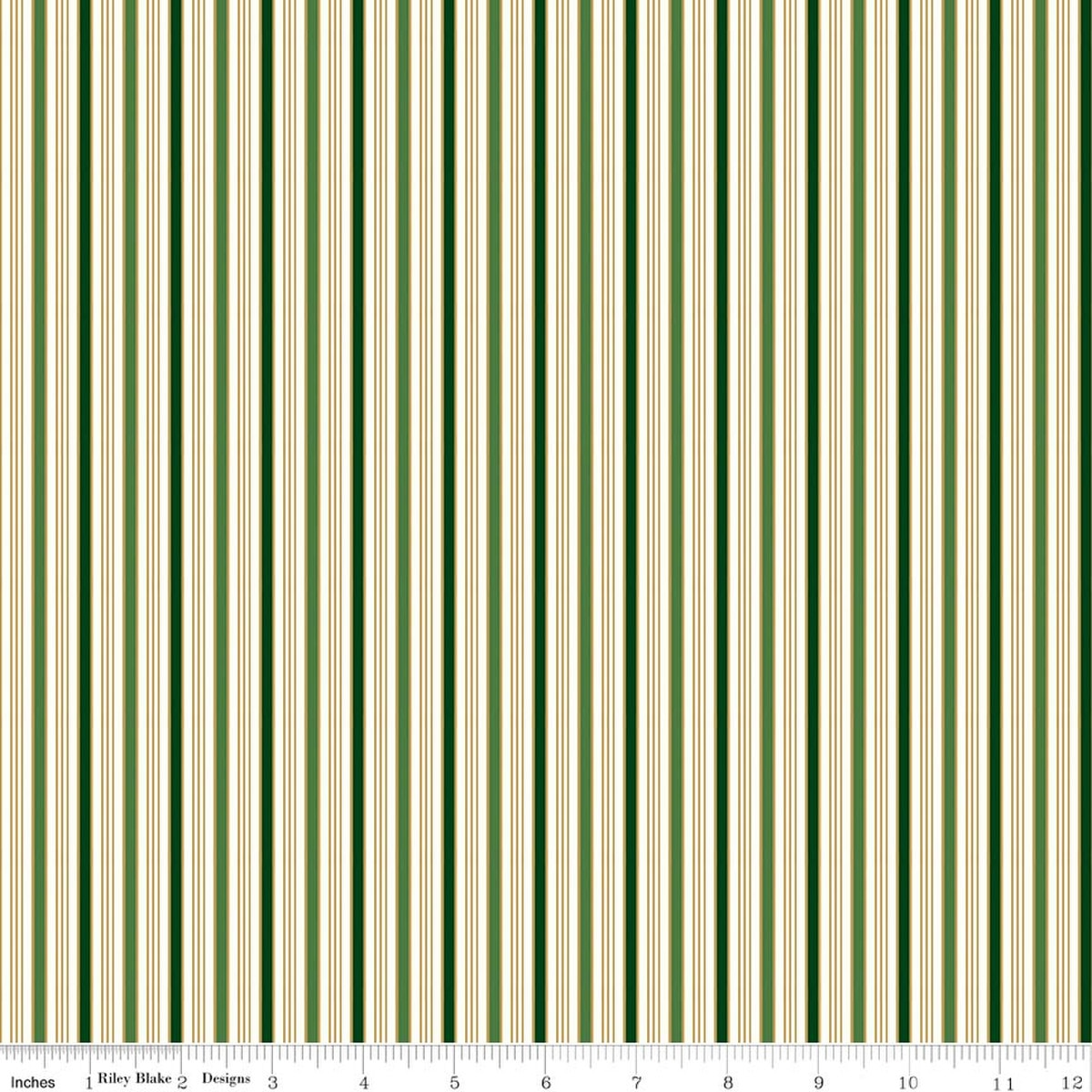 Poinsettias at Christmas Stripe Green Foil by Jennifer Bosworth for Riley Blake Designs