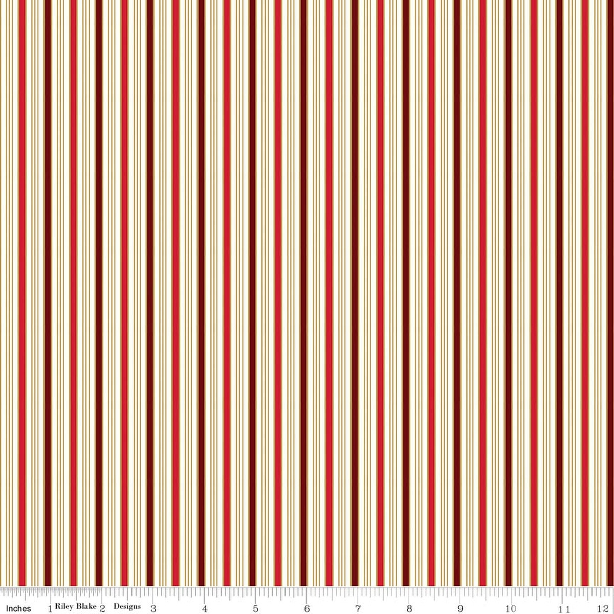 Poinsettias at Christmas Stripe Red Foil by Jennifer Bosworth for Riley Blake Designs