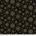 Poinsettias at Christmas Snowflakes Black Foil by Jennifer Bosworth for Riley Blake Designs