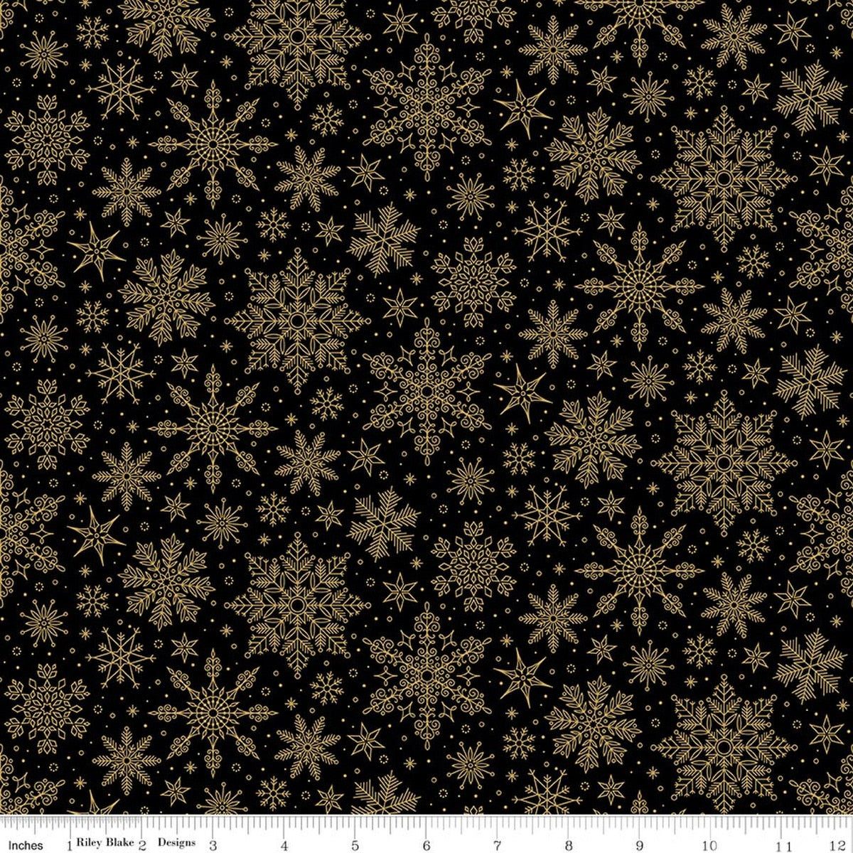 Poinsettias at Christmas Snowflakes Black Foil by Jennifer Bosworth for Riley Blake Designs