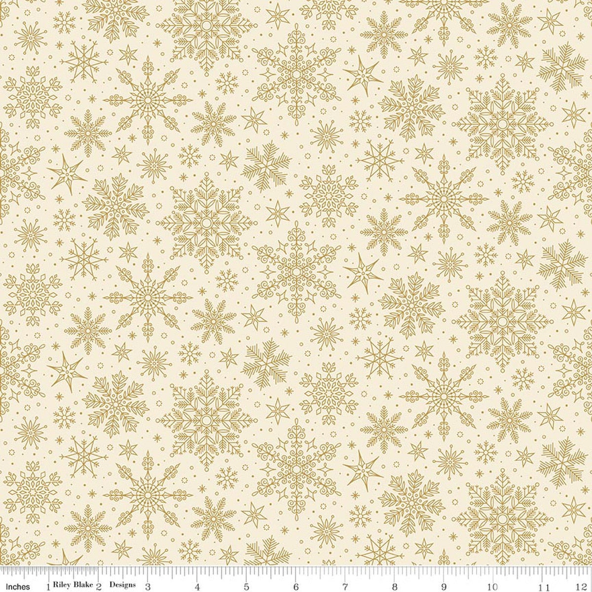 Poinsettias at Christmas Snowflakes Cream Foil by Jennifer Bosworth for Riley Blake Designs