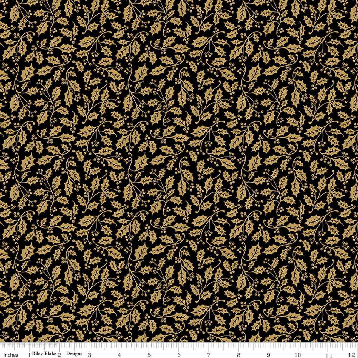 Poinsettias at Christmas Holly Black Foil by Jennifer Bosworth for Riley Blake Designs