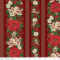 Poinsettias at Christmas Border Stripe Red Foil by Jennifer Bosworth for Riley Blake Designs