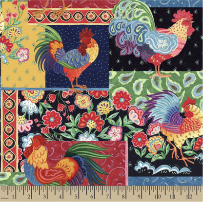 Calico Rooster Patch Fabric - By the yard