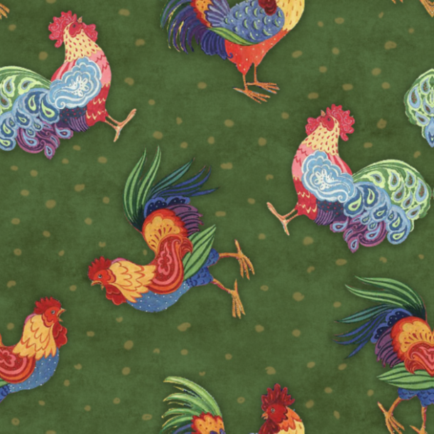 Calico Rooster Toss Fabric - By the yard