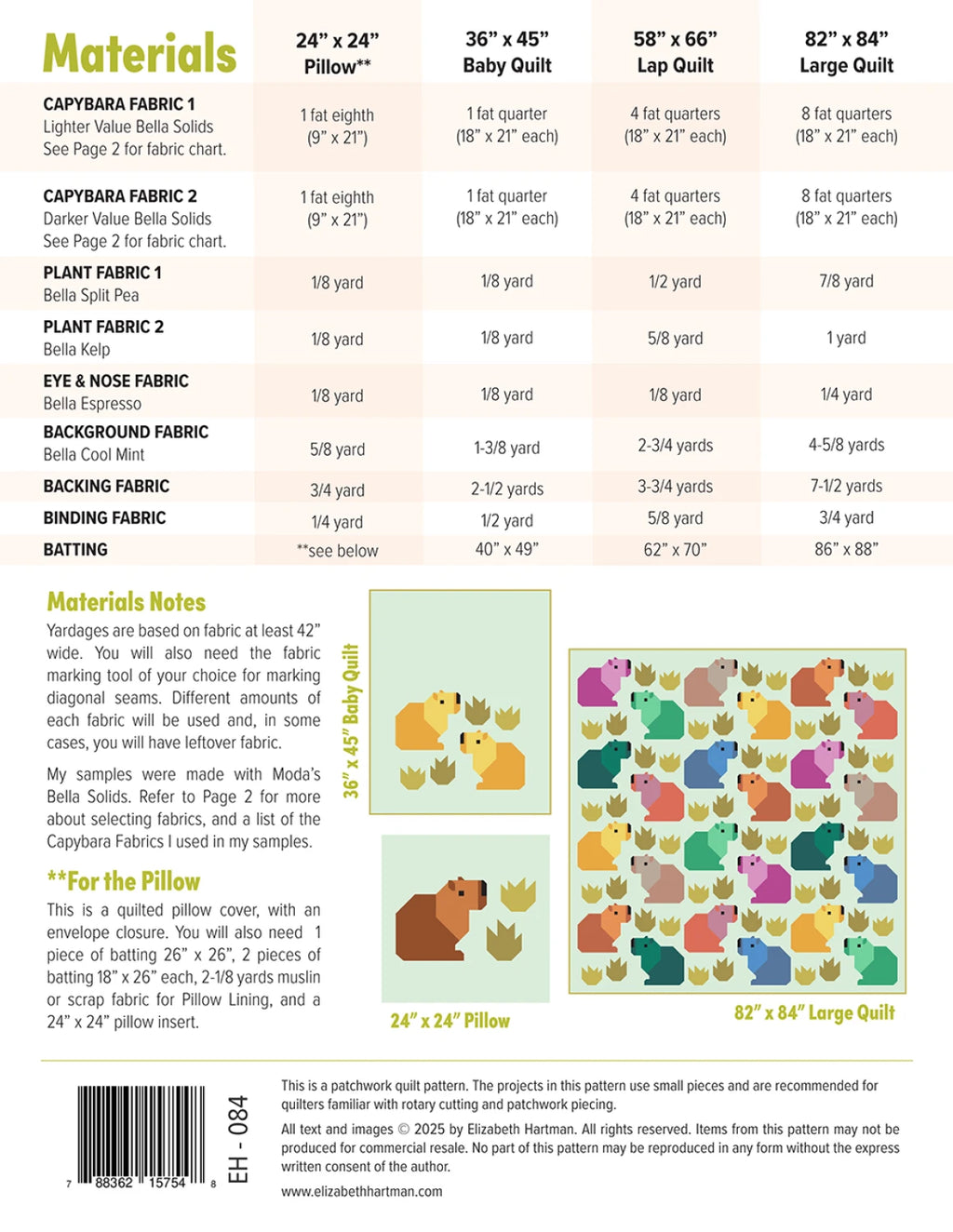 Elizabeth Hartman Capybara Club Quilt Pattern