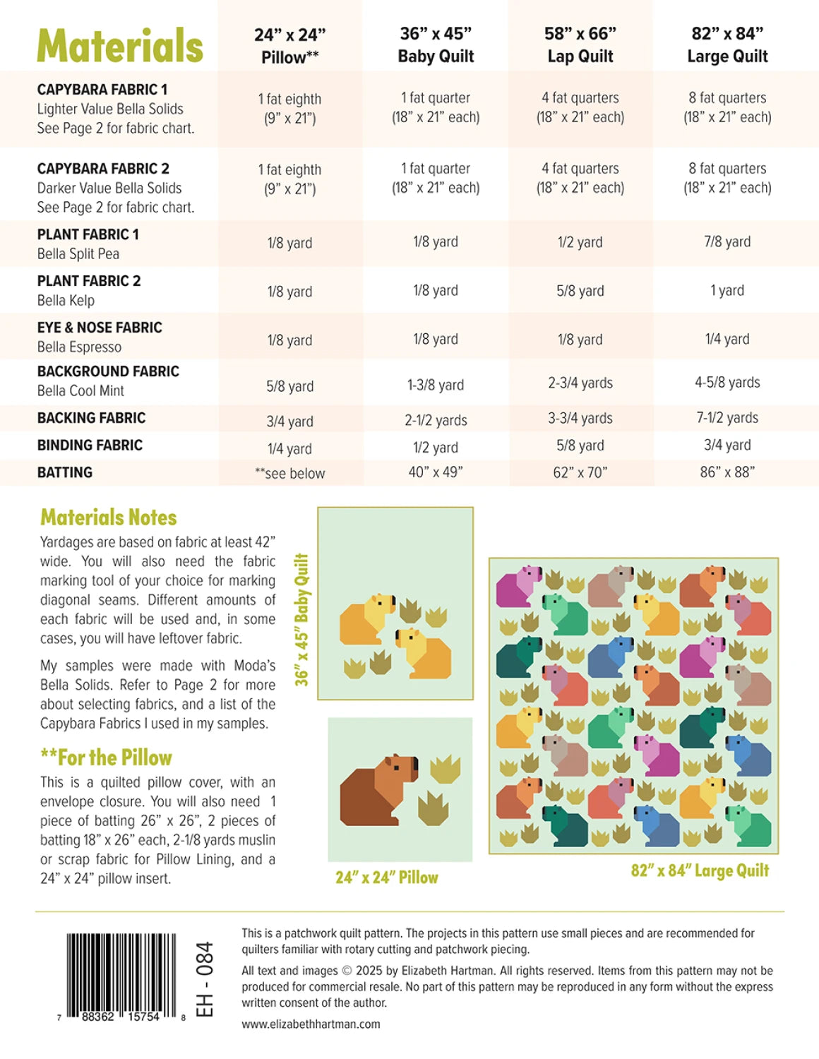 Elizabeth Hartman Capybara Club Quilt Pattern