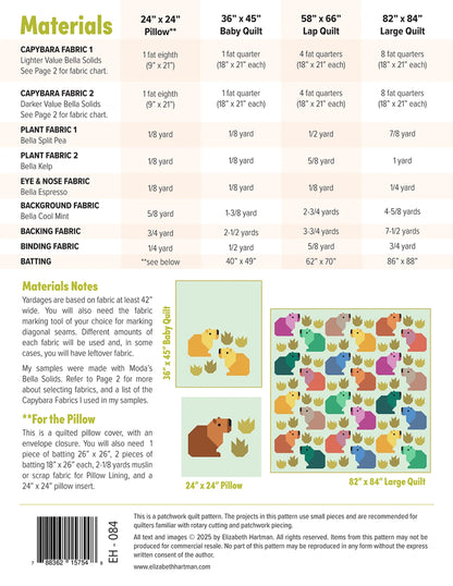 Elizabeth Hartman Capybara Club Quilt Pattern