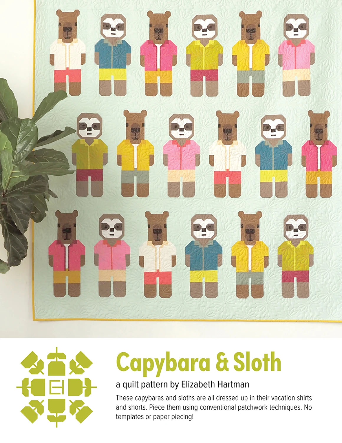 Elizabeth Hartman Capybara and Sloth Quilt Pattern