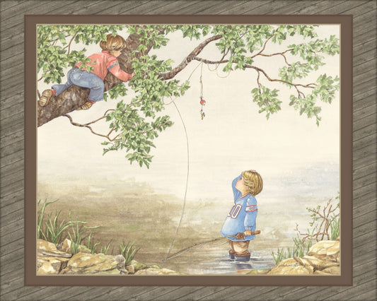 Cast of Characters Fishing Fabric Panel