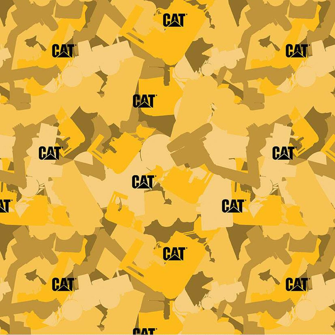 Caterpillar 100 Years Camo Yellow Fabric