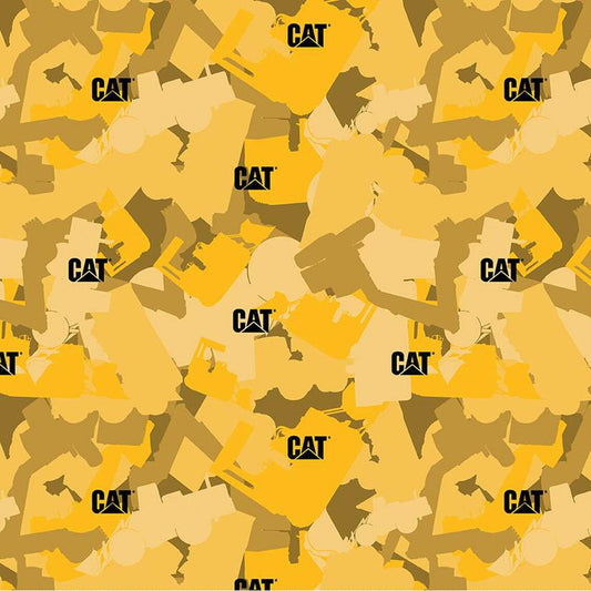 Caterpillar 100 Years Camo Yellow Fabric