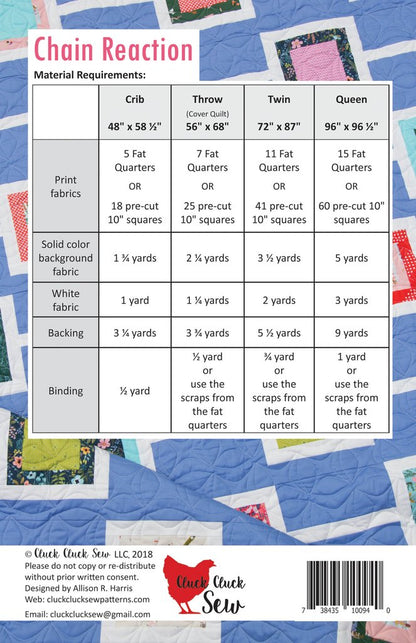 Cluck Cluck Sew Chain Reaction Quilt Pattern