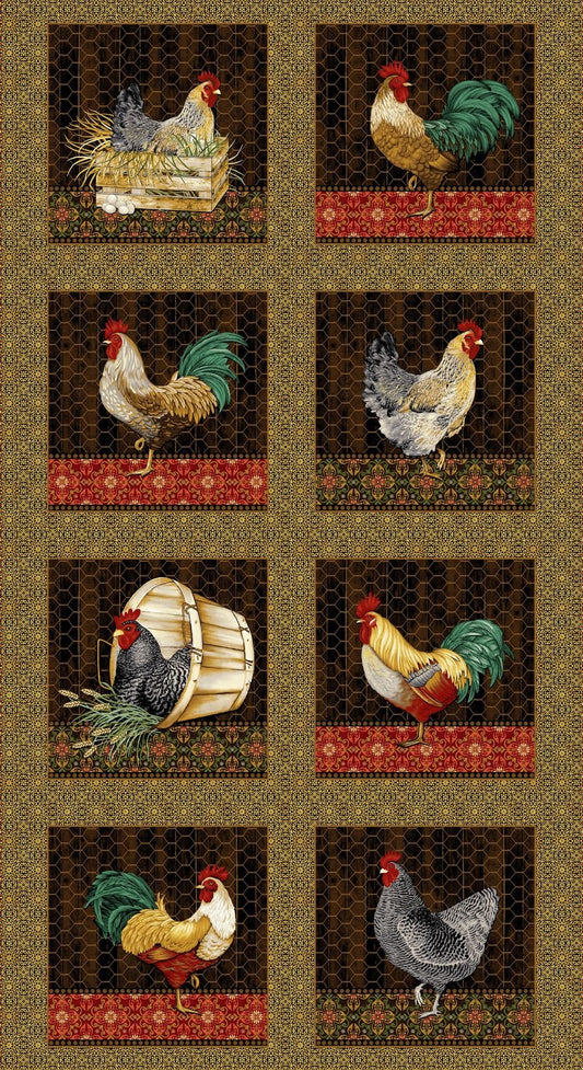 Chicken Shack Block Fabric Panel 24"