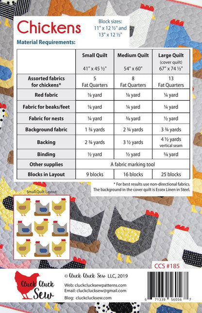 Cluck Cluck Sew Chickens Quilt Pattern