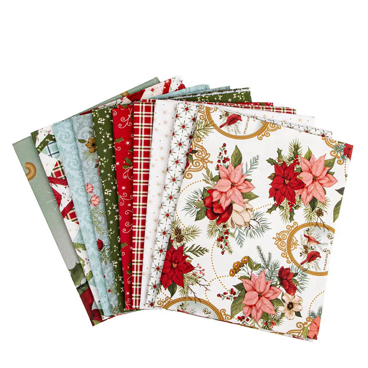 Christmas Greetings 1-Yard Bundle Cream 10pc