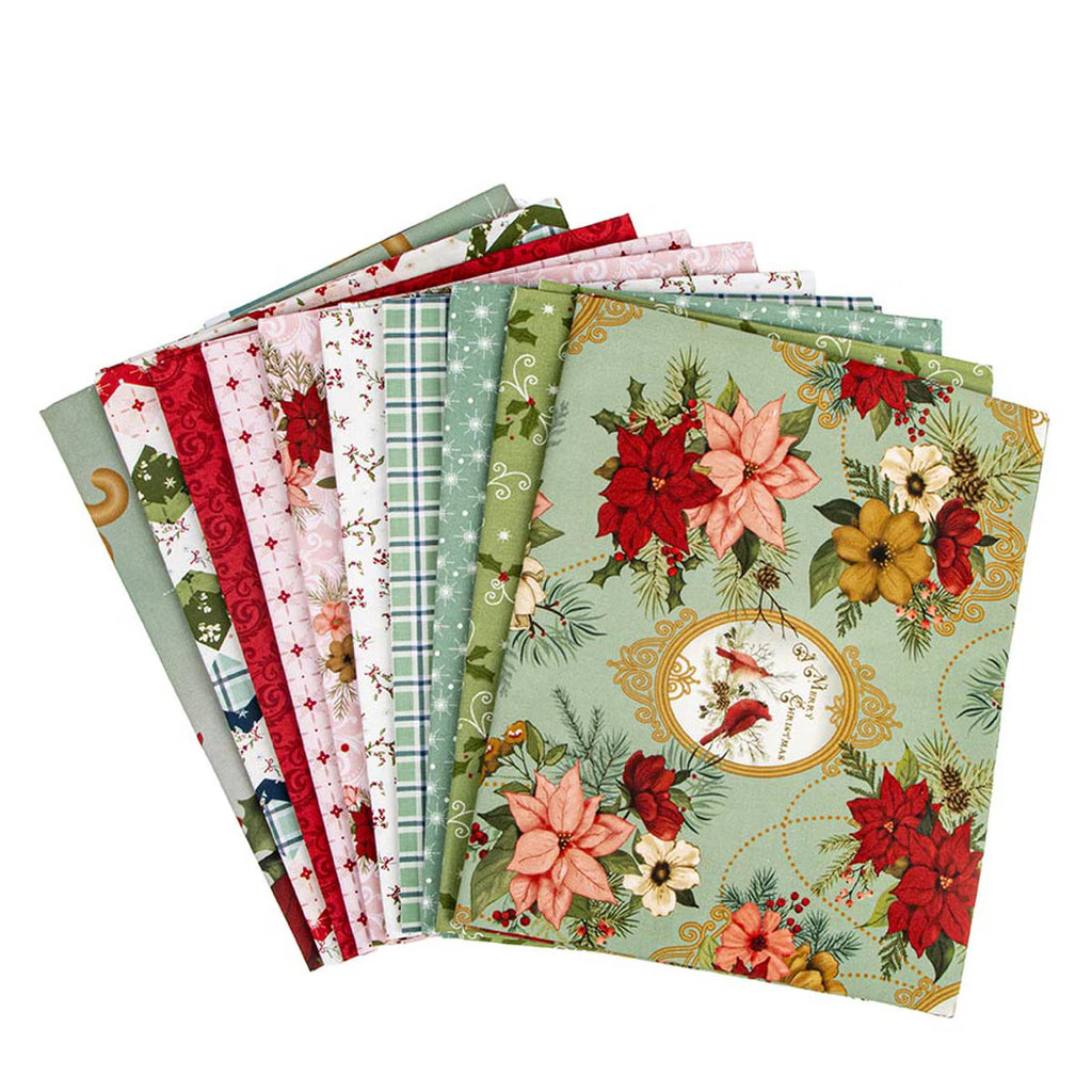 Christmas Greetings 1-Yard Bundle Spruce 10pc