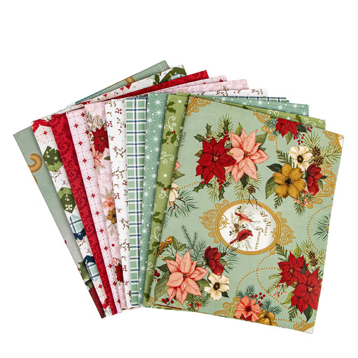 Christmas Greetings 1-Yard Bundle Spruce 10pc