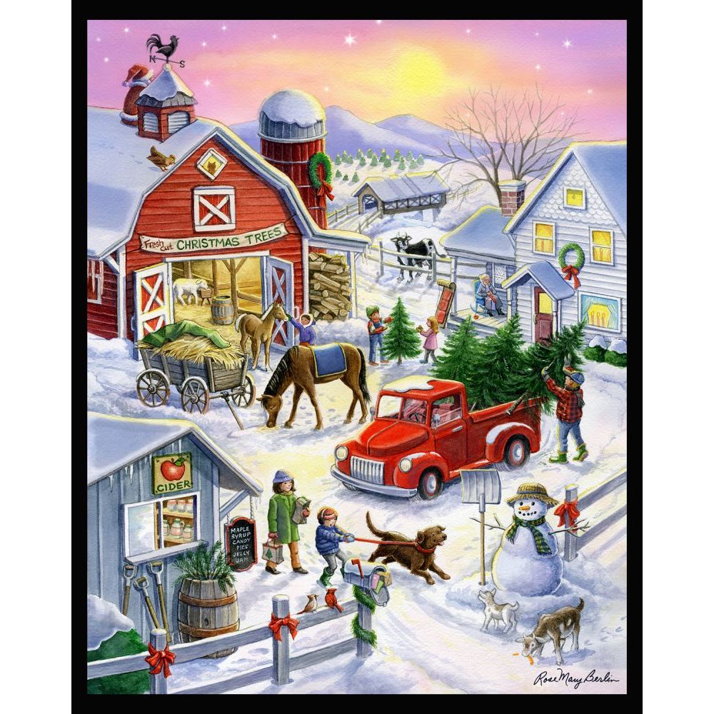 Christmas Tree Farm Fabric Panel