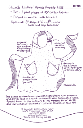 Church Ladies Apron Pattern