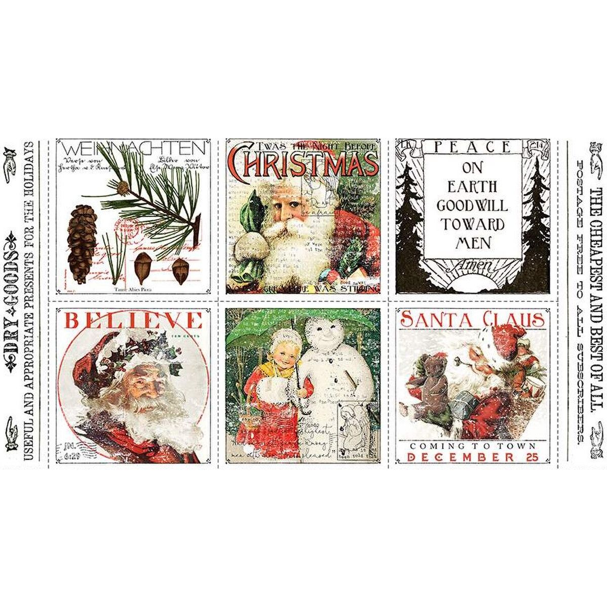 Classic Christmas Christmas Patch Fabric Panel