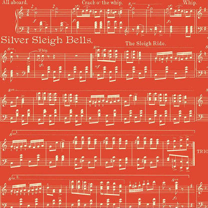 Classic Christmas Sheet Music Red Fabric - By the yard