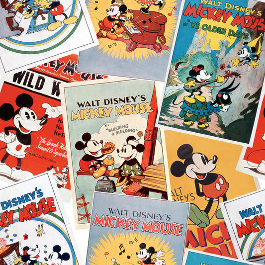 Disney Classic Mickey Posters Fabric - By the yard