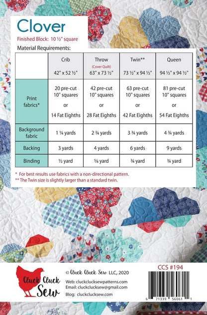 Cluck Cluck Sew Clover Quilt Pattern