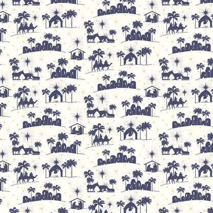 Come Let Us Adore Him Silhouettes Cloud Fabric - By the yard