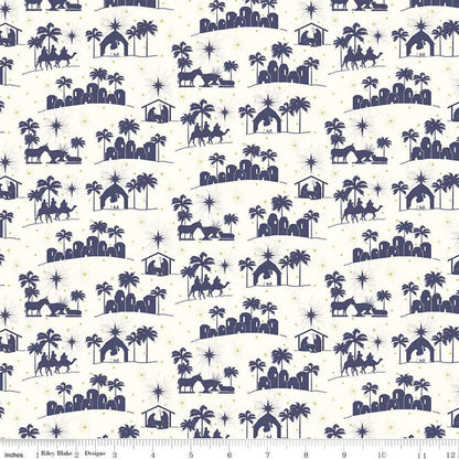 Come Let Us Adore Him Silhouettes Cloud Fabric - By the yard