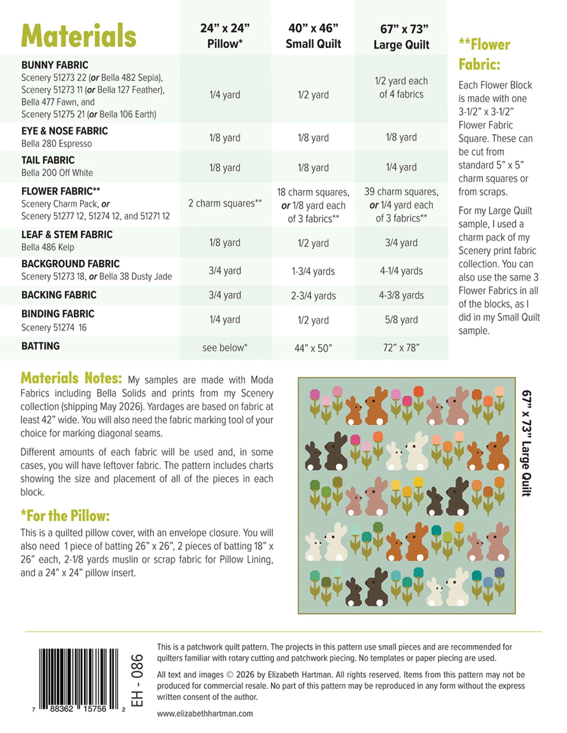 Elizabeth Hartman Cottontails Quilt Pattern