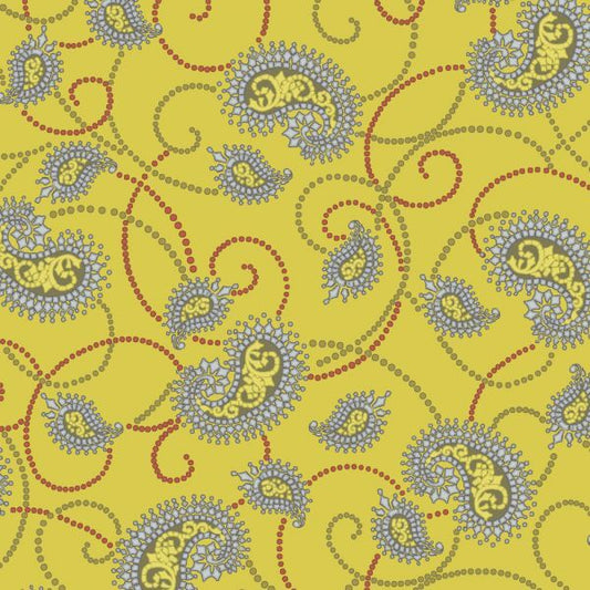 Endeavor Small Paisley Gold Fabric - By the yard