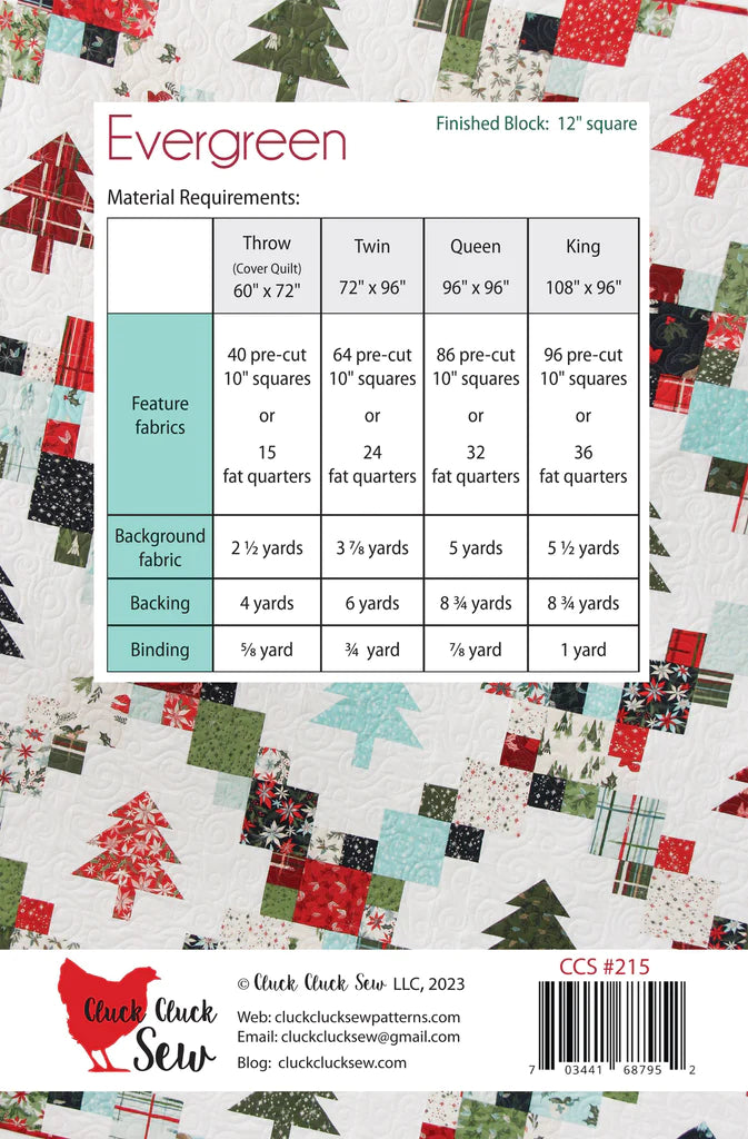 Cluck Cluck Sew Evergreen Quilt Pattern