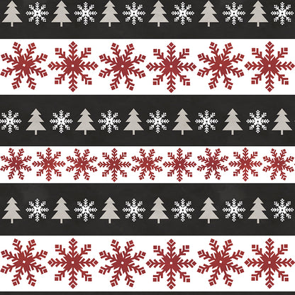 Flannel Hello Winter Stripes Black Fabric - By the yard