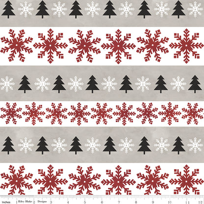 Flannel Hello Winter Stripes Taupe Fabric - By the yard