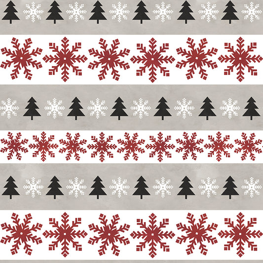 Flannel Hello Winter Stripes Taupe Fabric - By the yard