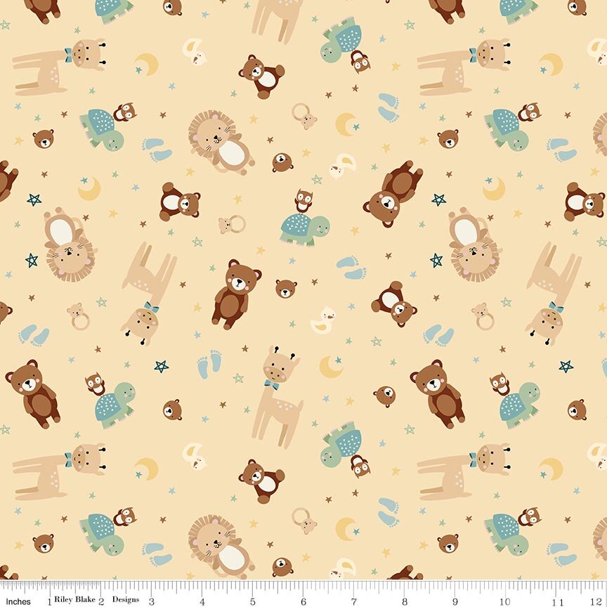 Flannel Baby Boy Animal Toss Yellow