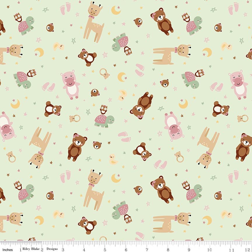 Flannel Baby Girl Animal Toss Mint