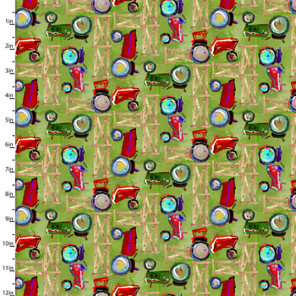 Back to the Farm Tractors Fabric - By the yard