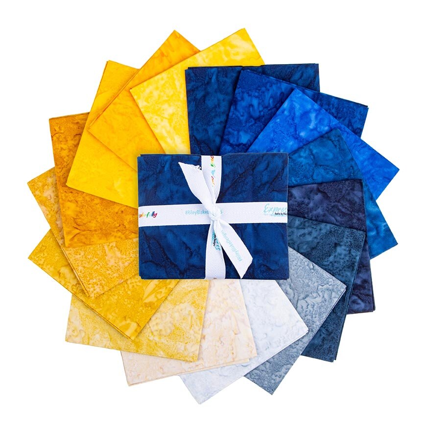 Batiks Hand-Dyes Tuscan Blue Fat Quarter Bundle 16pc
