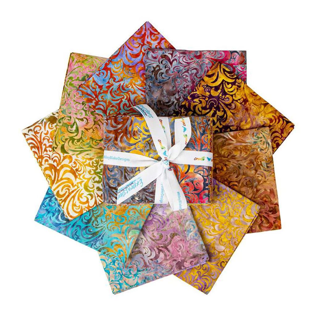 Batiks Elementals Twirl & Swirl Gentler Hues Fat Quarter Bundle A 9pc